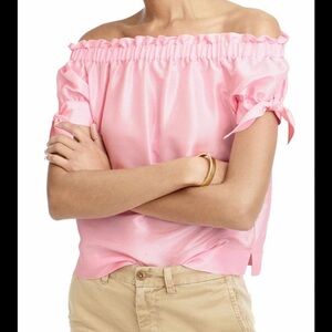 J. Crew Silk Shantung Off Shoulder Top